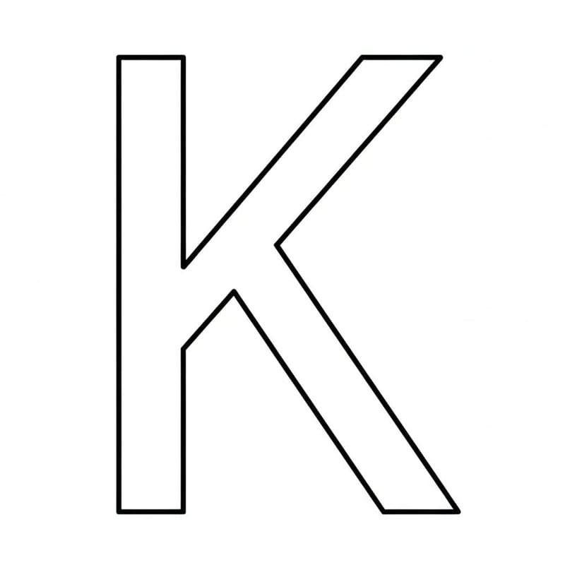 Tynd linje bogstavet K Tegninger til Farvelægning