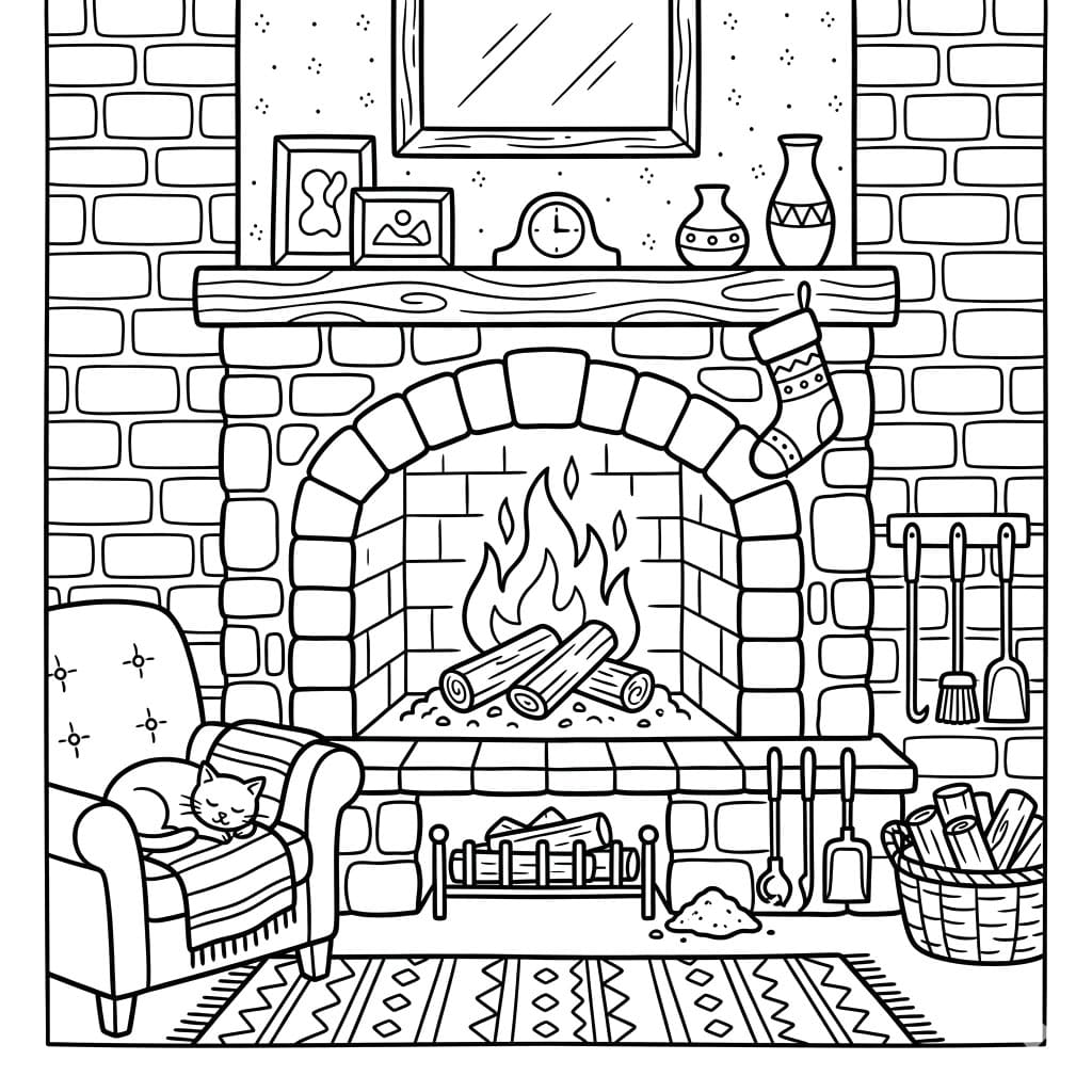 Varmt Ildsted Tegninger til Farvelægning