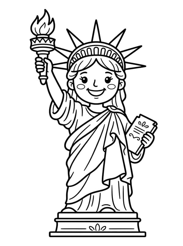 Venlig Frihedsgudinde illustration Tegninger til Farvelægning