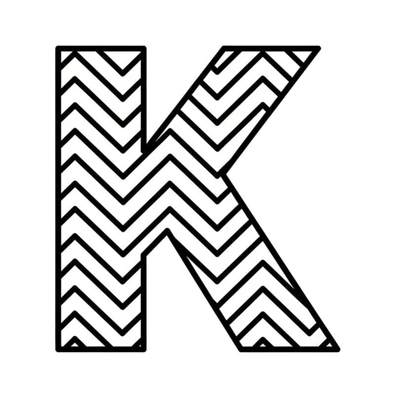 Zigzag-mønster af bogstavet K Tegninger til Farvelægning