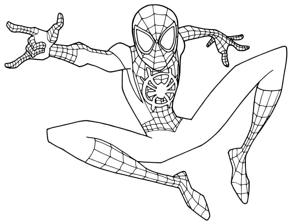 Afkøle Spider-Man Miles Morales Tegninger til Farvelægning