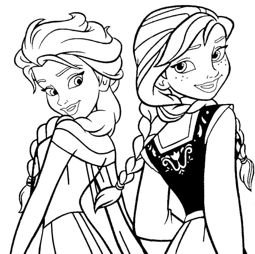 Anna med Elsa Tegninger til Farvelægning