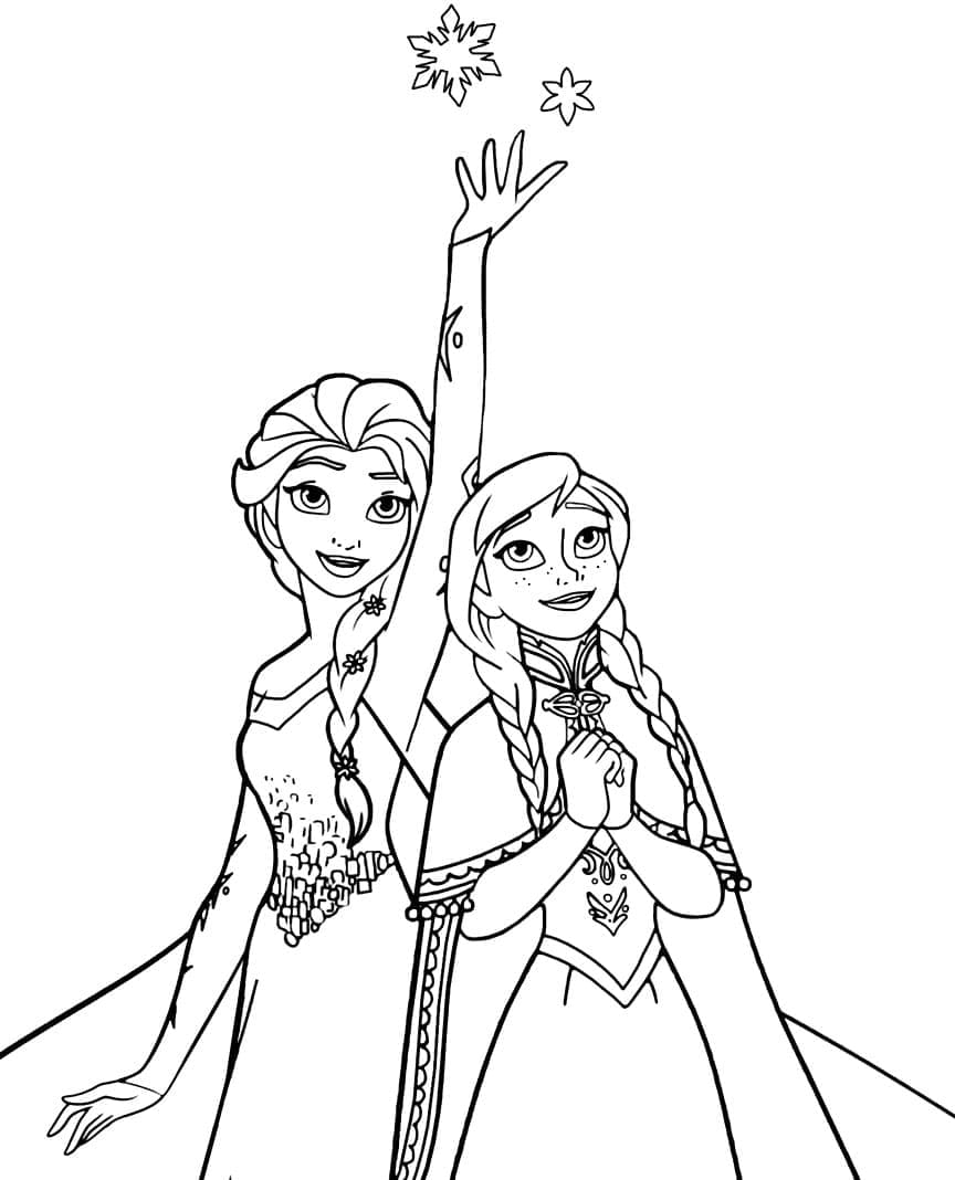 Anna og Elsa Frost Tegninger til Farvelægning