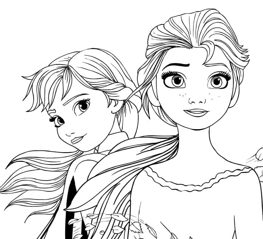 Anna og Elsa Kold og på hovedet II Tegninger til Farvelægning