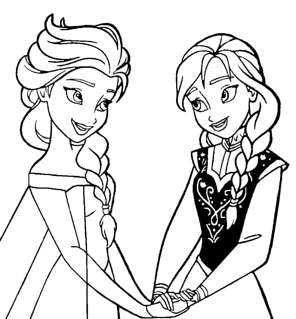 Anna og Elsa kolde og på hovedet Tegninger til Farvelægning