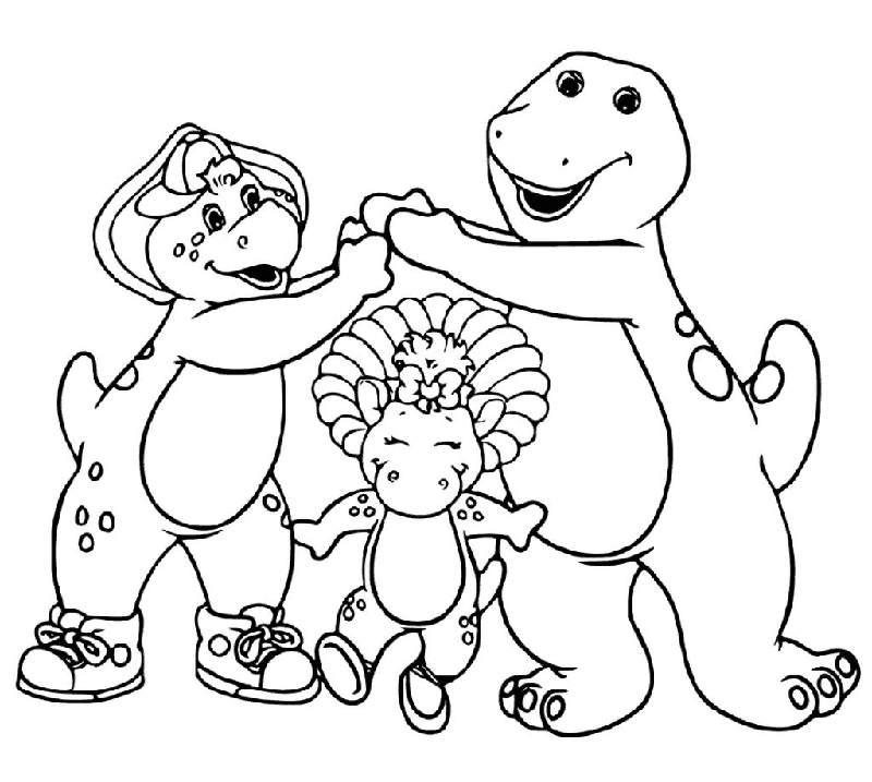 Barney, Baby Pop og BJ Tegninger til Farvelægning