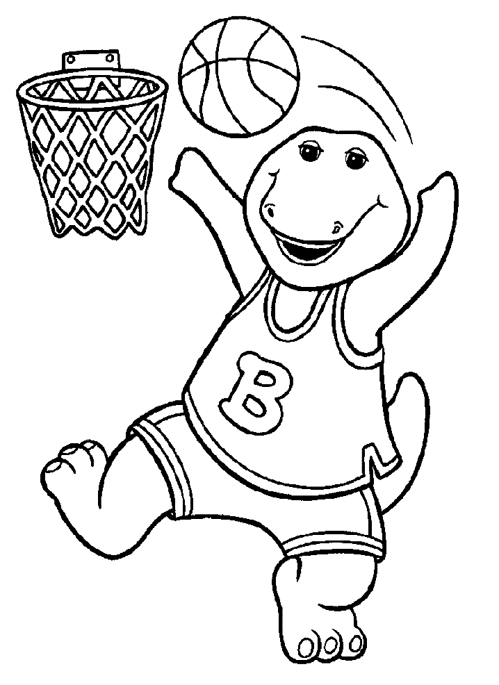 Barney spiller basketball Tegninger til Farvelægning