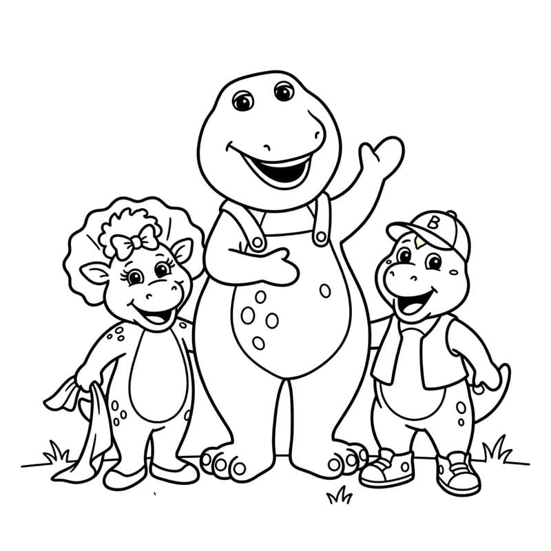 Barney og Venner Tegninger til Farvelægning