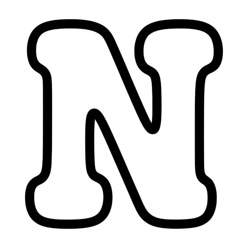 Bogstavet N i retrostil Tegninger til Farvelægning