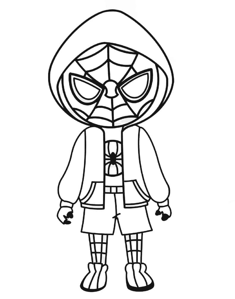 Chibi Spider-Man Miles Morales Tegninger til Farvelægning