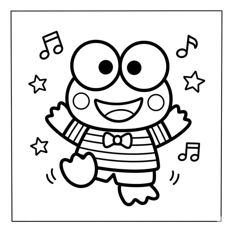 Dansende Keroppi med musik Tegninger til Farvelægning