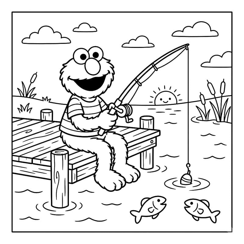 Elmo fisker Tegninger til Farvelægning