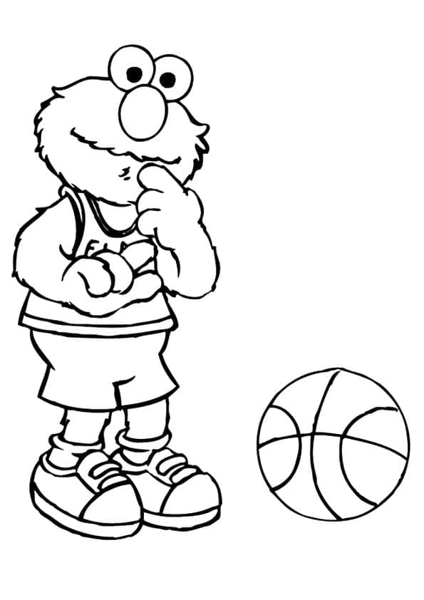 Elmo og basketballbold Tegninger til Farvelægning