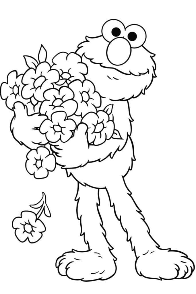 Elmo og blomster Tegninger til Farvelægning