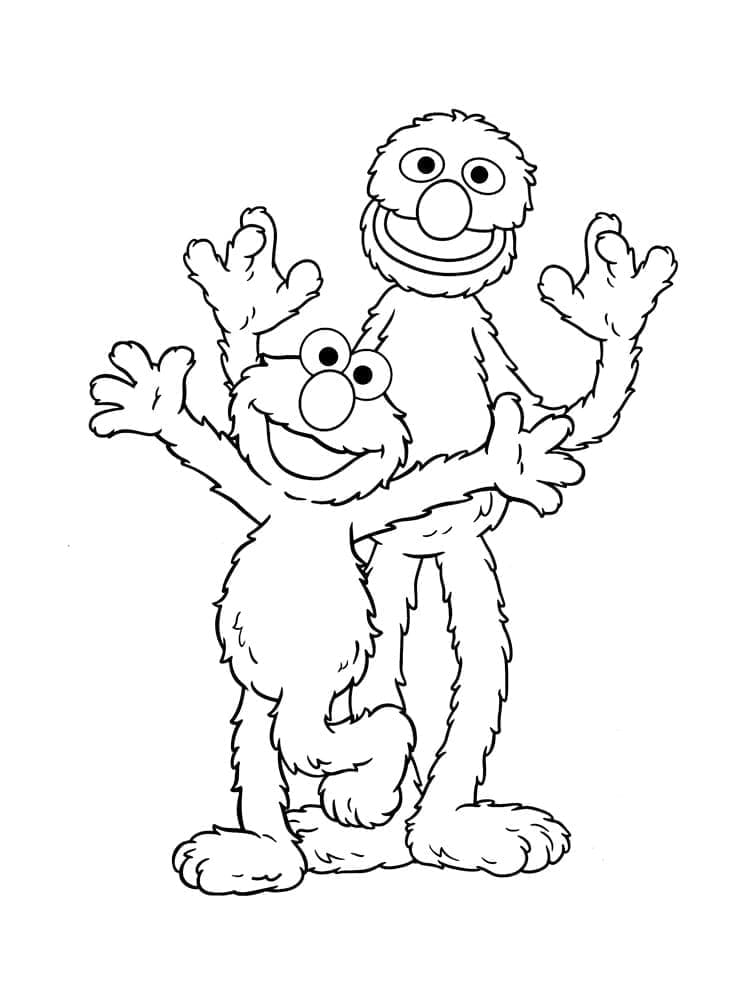 Elmo og Grover Tegninger til Farvelægning