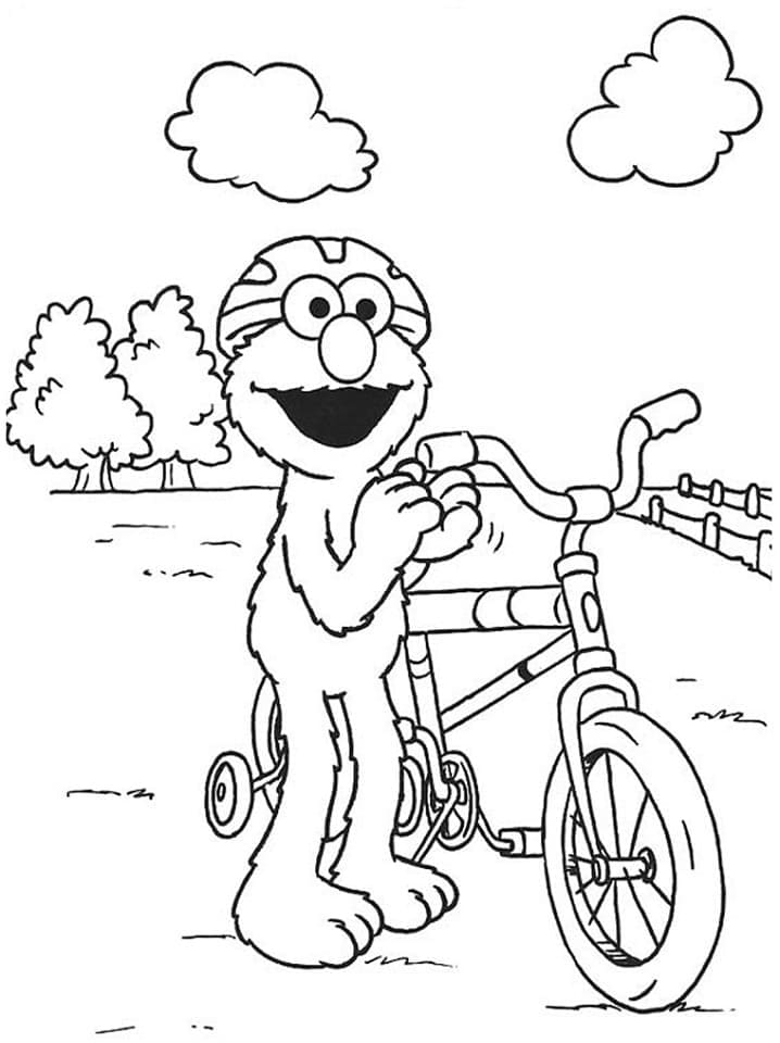 Elmo og hans cykel Tegninger til Farvelægning