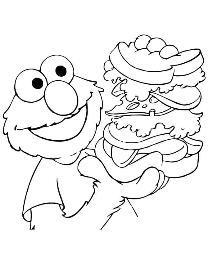Elmo og hans hamburger Tegninger til Farvelægning
