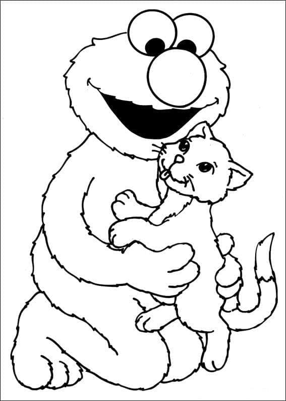 Elmo og Kat Tegninger til Farvelægning