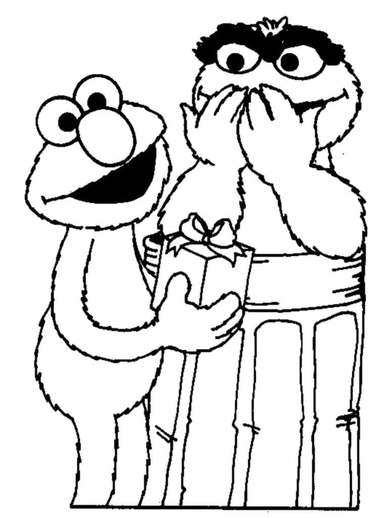 Elmo og Oscar Grumbleren Tegninger til Farvelægning