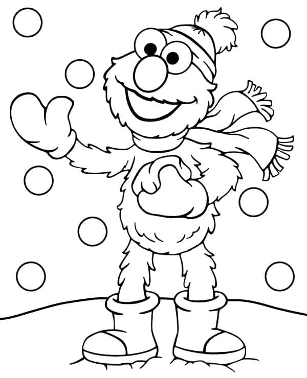 Elmo og Sne Tegninger til Farvelægning