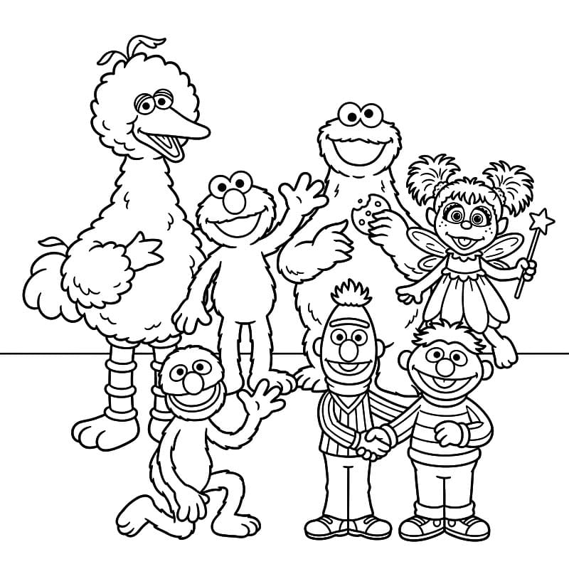 Elmo og vennerne Tegninger til Farvelægning