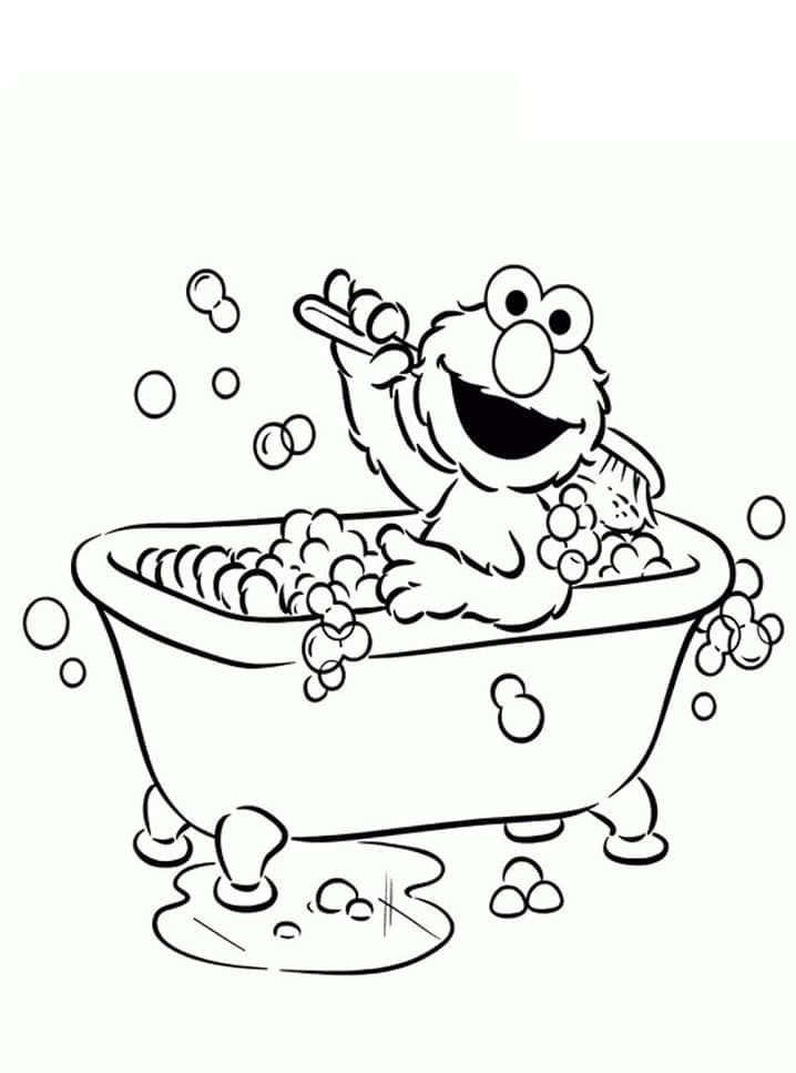 Elmo på badeværelset Tegninger til Farvelægning