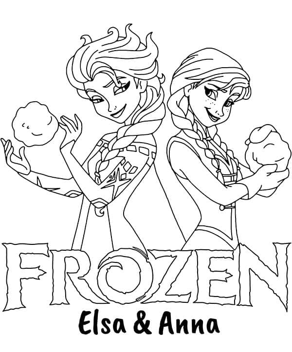 Frost og omvendt logo med Anna og Elsa Tegninger til Farvelægning