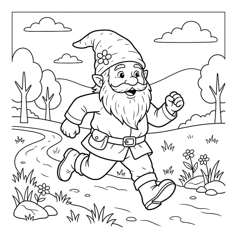 Gnome kører Tegninger til Farvelægning