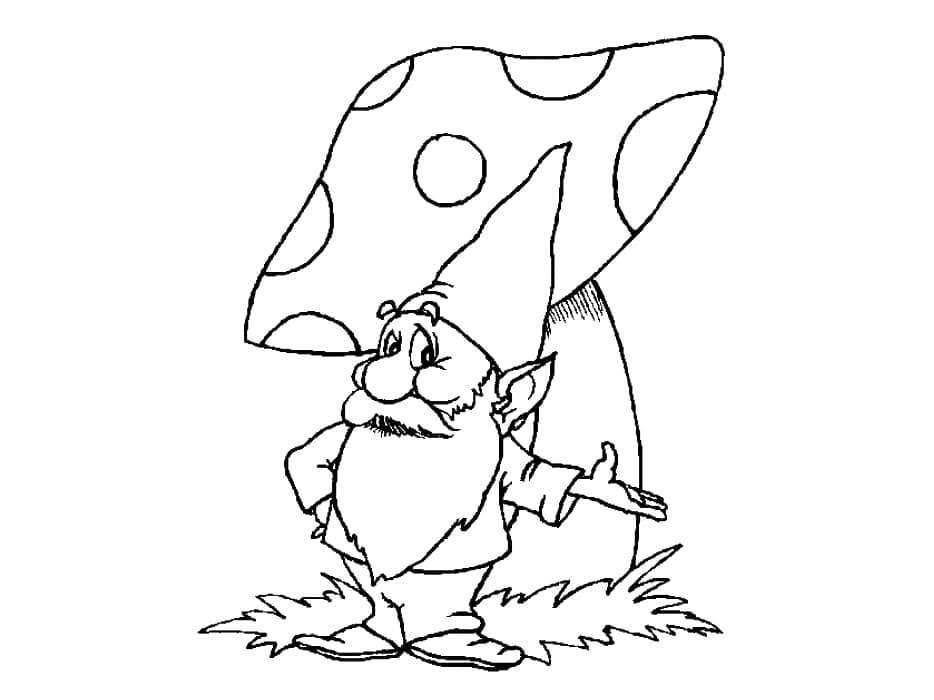 Gnome og en svamp Tegninger til Farvelægning