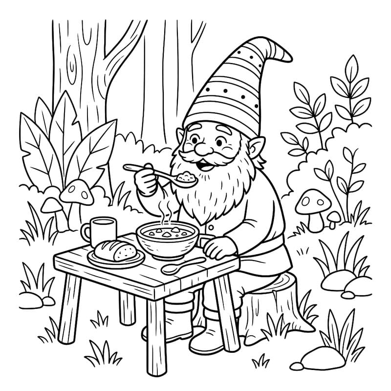 Gnome spiser Tegninger til Farvelægning