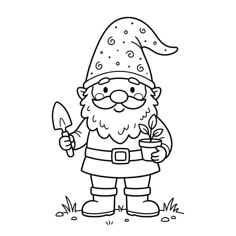 Gnome stående Tegninger til Farvelægning