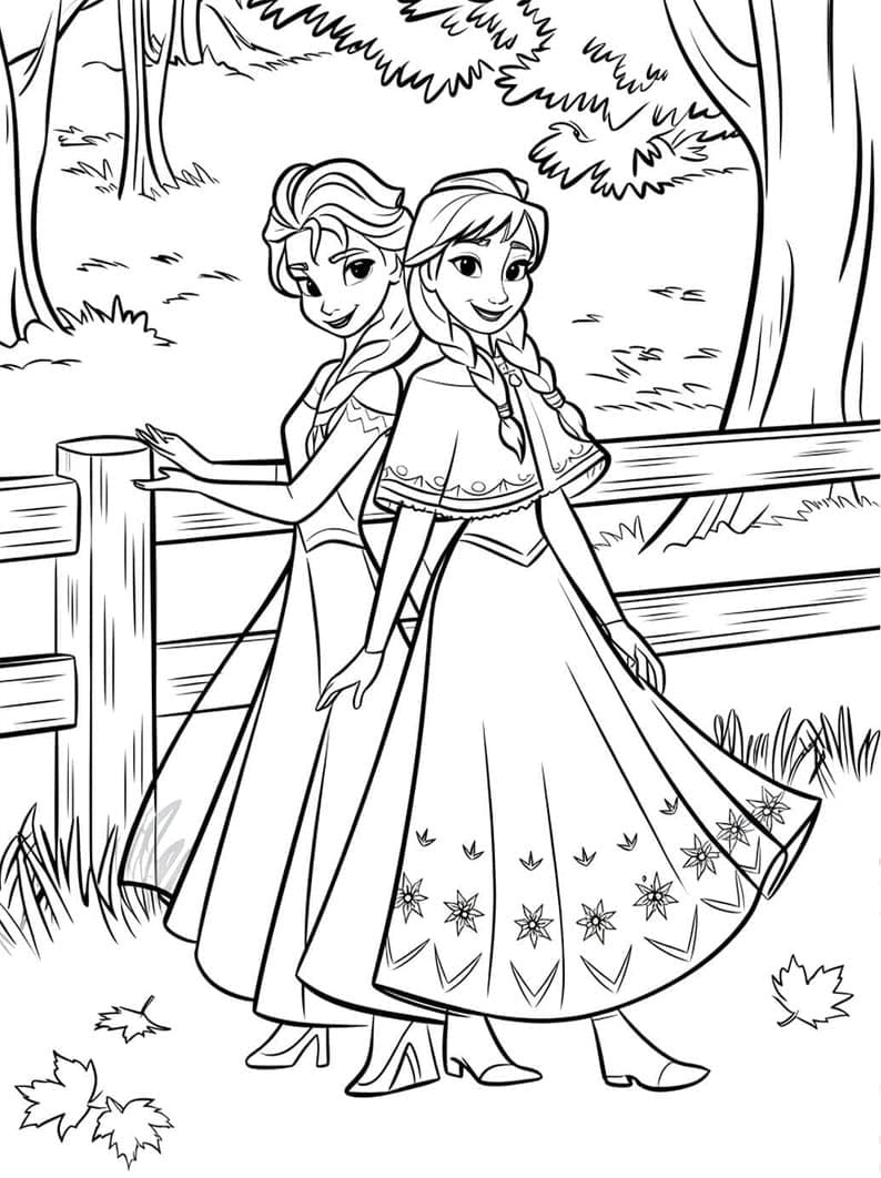 Gratis Anna og Elsa-print Tegninger til Farvelægning