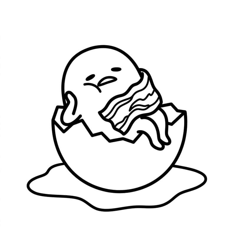 Gudetama Baconhug Tegninger til Farvelægning