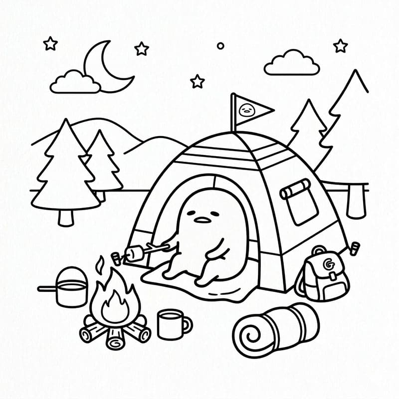 Gudetama Campu Tegninger til Farvelægning
