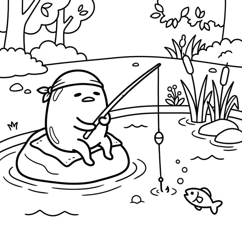 Gudetama Fishi Tegninger til Farvelægning