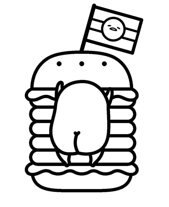 Gudetama Hamburger Tegninger til Farvelægning