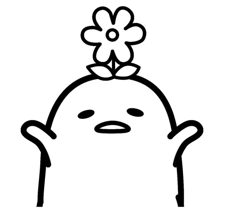 Gudetama og blomst Tegninger til Farvelægning