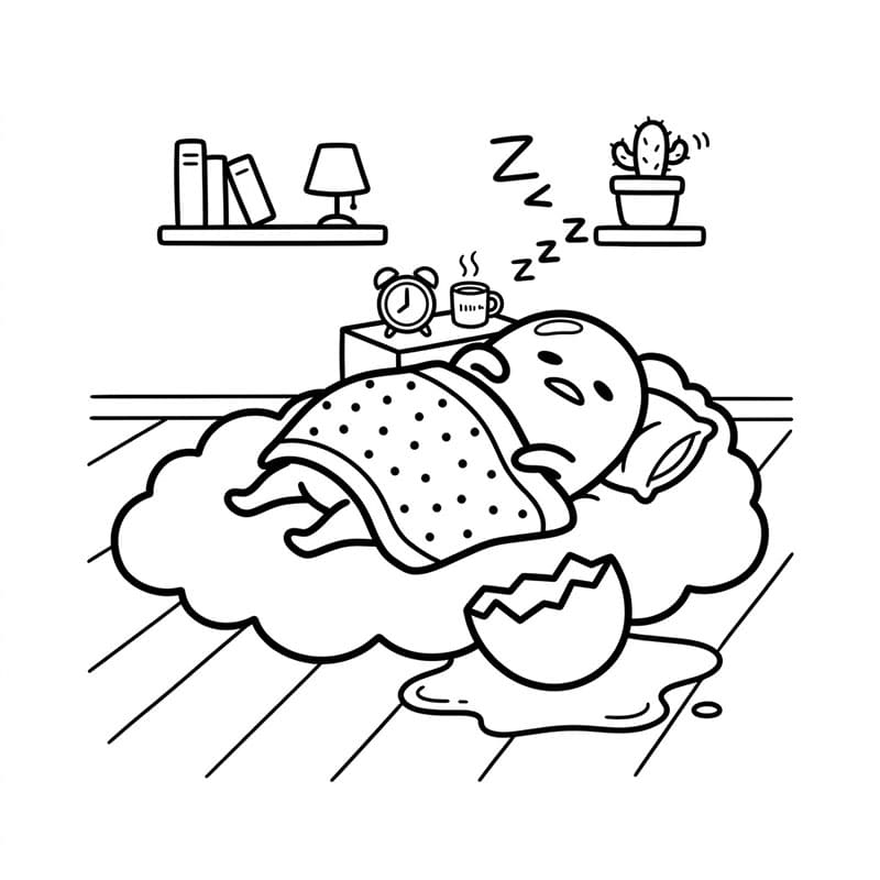 Gudetama Søvntid Tegninger til Farvelægning