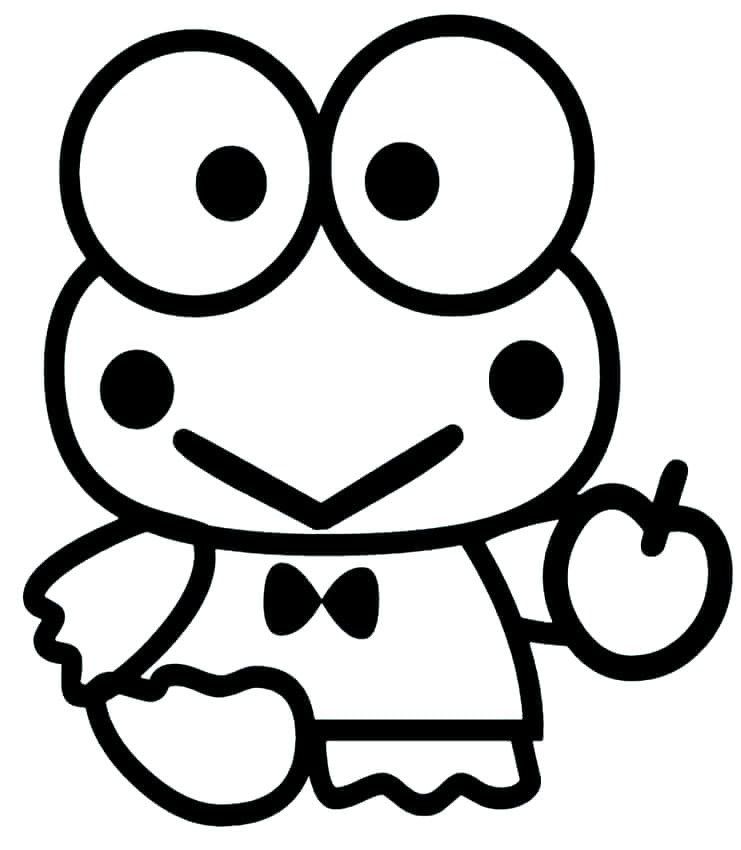 Keroppi holder æblet Tegninger til Farvelægning