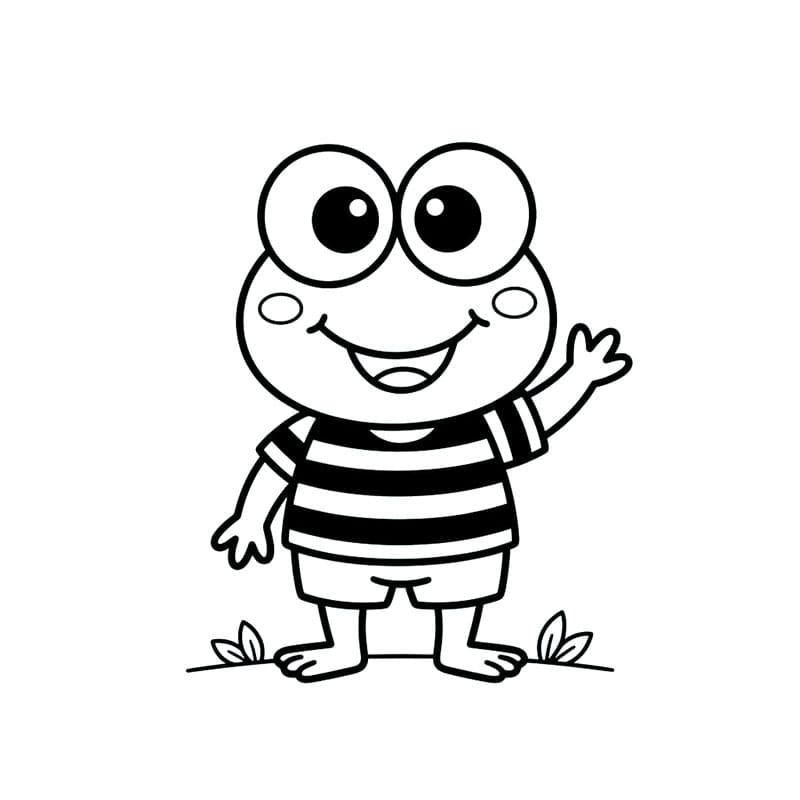 Keroppi i en stribet skjorte Tegninger til Farvelægning