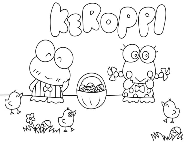 Keroppi og hans kæreste Tegninger til Farvelægning