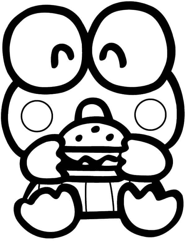 Keroppi spiser en hamburger Tegninger til Farvelægning