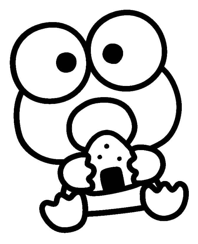 Keroppi spiser riskugler Tegninger til Farvelægning