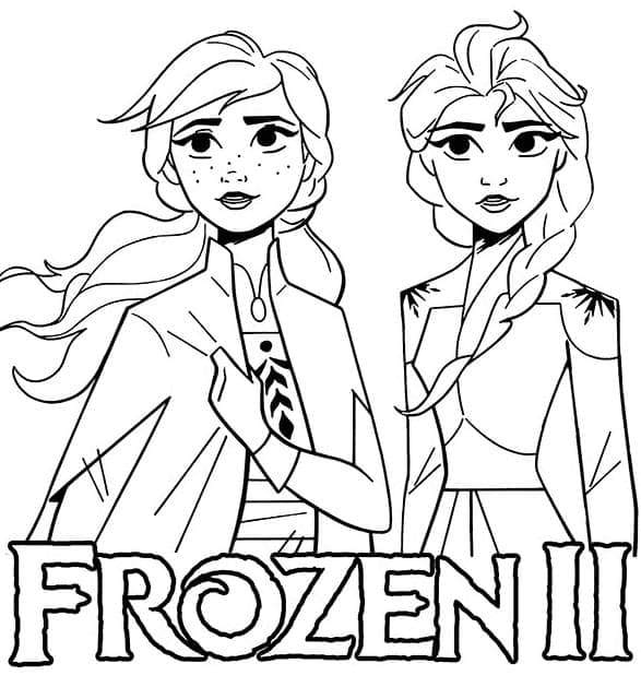 Koldt og på hovedet II Elsa og Anna Tegninger til Farvelægning