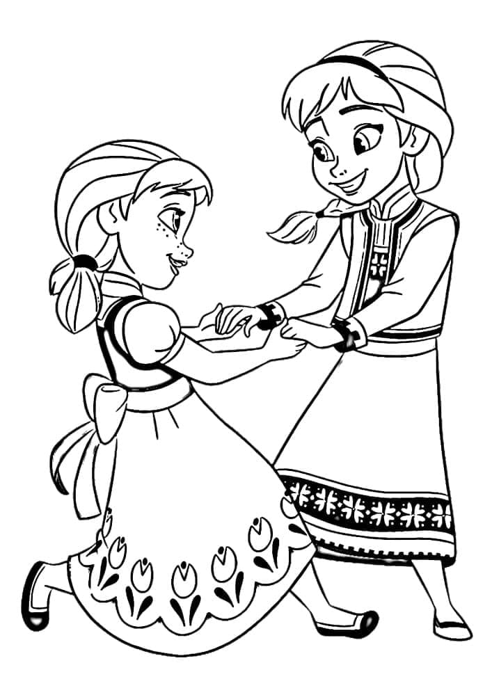 Lille Elsa og Anna Tegninger til Farvelægning