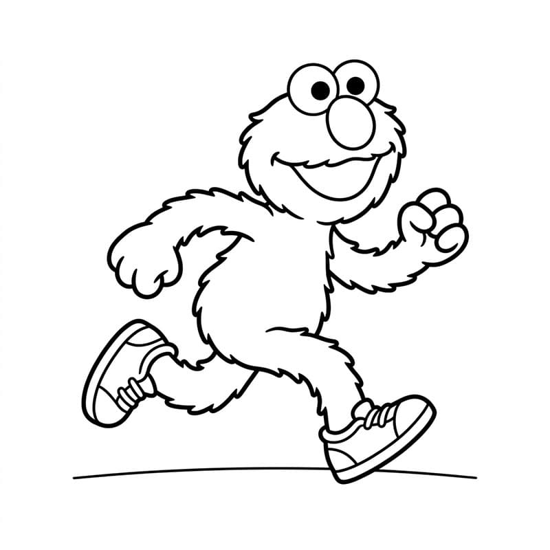 Løbende Elmo Tegninger til Farvelægning