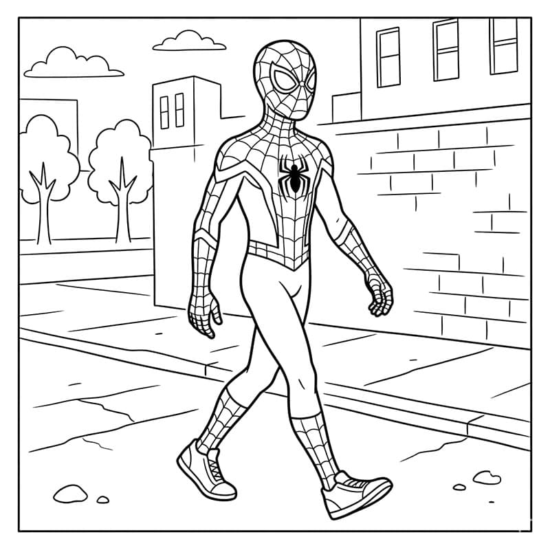 Miles Morales går i byen Tegninger til Farvelægning