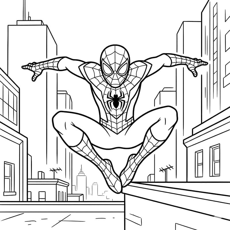 Miles Morales hopper højt Tegninger til Farvelægning