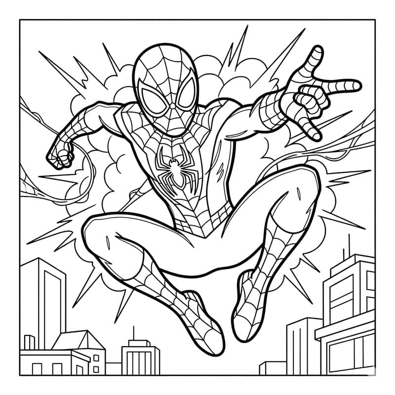 Miles Morales i action Tegninger til Farvelægning