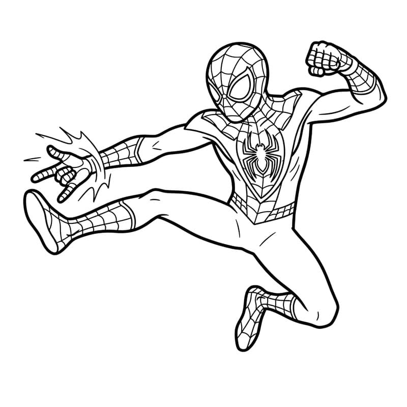 Miles Morales i kamp Tegninger til Farvelægning